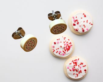Cookie with Frosting & Sprinkles  Stud Earrings made with upcycled LEGO®. Yummy Gift for the foodie, baker or cookie lover in your life