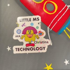 Personalised Little Ms Technology Holographic Sticker. Custom STEMinist decal - Girls and Women in Tech & Engineering. STEM Inspiration Gift