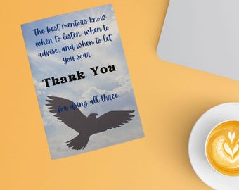Mentoring Appreciation Card. Mentor Thank You Card. Career Growth Card with Bird.