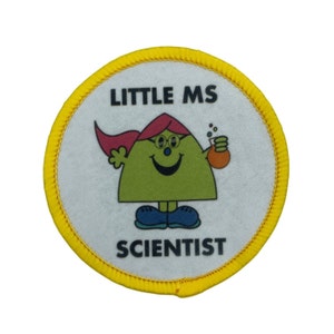 Little Ms Scientist Printed Iron on Patch. Women and Girls in Science, Technology, Engineering, Maths. STEM Inspiration Badges.