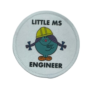 Little Ms Engineer Printed Iron on Patch. Women and Girls in Science, Technology, Engineering, Maths. STEM Inspiration Badges.