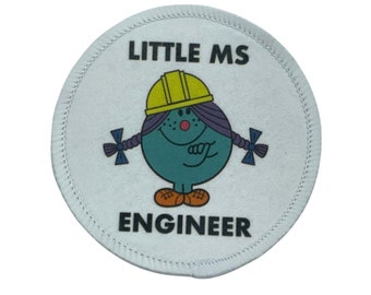 Little Ms Engineer Printed Iron on Patch. Women and Girls in Science, Technology, Engineering, Maths. STEM Inspiration Badges.