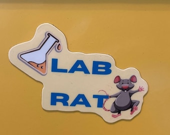 Lab Rat Vinyl Coated Magnet. Science vinyl magnet. Magnet Science Gift. Scientist Gift. Science Lab Gift. Science Technician Gift
