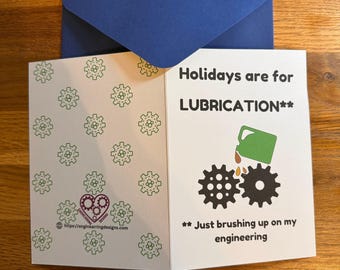 Cheeky Engineering Christmas Card. Engineer Xmas Greetings. Naughty Engineer Lubrication Card