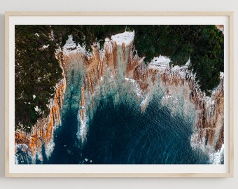 Coastal Tasmania Print, Wall Art, Drone Photography, Ocean, Coastal, Aerial Beach Print, Australian Landscape, Interior Decor