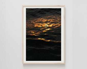 Abstract Print, Wall Art, Photography, Island, Water, Landscape, Interior Decor, Travel, Ocean, Coastal, Reflection, Light, Sunset, Golden