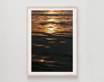 Abstract Print, Wall Art, Photography, Island, Water, Landscape, Interior Decor, Travel, Ocean, Coastal, Reflection, Light, Sunset, Golden
