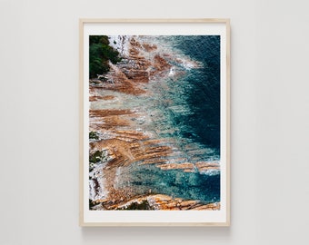 Coastal Tasmania Print, Wall Art, Drone Photography, Ocean, Coastal, Aerial Beach Print, Australian Landscape, Interior Decor