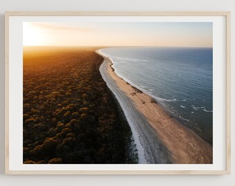 Burrum Point Print, Wall Art, Drone Photography, Ocean, Coastal, Aerial, Beach, Australian Landscape, Interior Decor, Queensland, Sunset