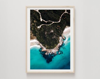 Coastal Tasmania Print, Wall Art, Drone Photography, Ocean, Coastal, Aerial Beach Print, Australian Landscape, Interior Decor