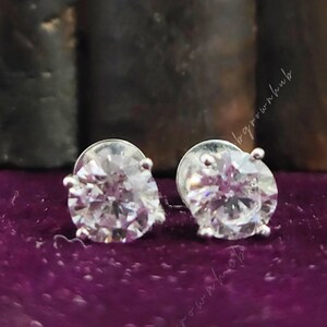 7 mm Each Round Cut Moissanite Stud Earrings Solitaire Diamond Earrings Screw Back Stud 14K Solid Gold Unisex Stud Dainty Moissanite Jewelry