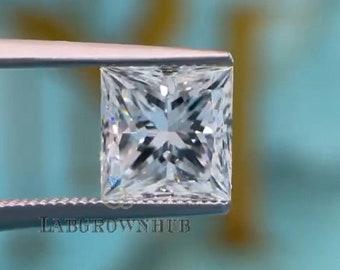 Princess Cut Lab Grown CVD Diamond Conflict Free Loose Diamond 0.30 Ct to 3.0 CTW Princess Cut D Color VVS2 High Clarity Lab Created Stone