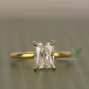 IGI Certified Radiant Cut Lab Grown Diamond Anniversary Gift Timeless Solitaire Ring in 18K Yellow Gold Engagement Ring For Her Promise Ring