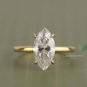 IGI Certified Solitaire Ring Marquise Cut Lab Grown Diamond Ring CVD Diamond Engagement Ring 18k Yellow Gold Anniversary Gifts for Women&#39;s