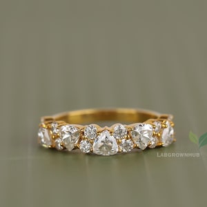 Trillion Diamond Eternity Band for Women Trillion Cut Lab Grown Diamond Engagement Ring 18k Solid Gold Luxury Wedding Ring Anniversary Gifts