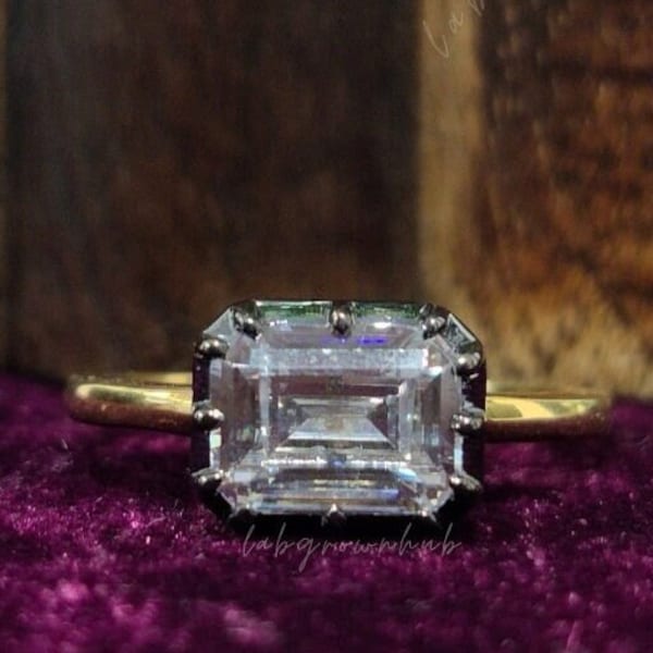 Custom Emerald cut solitaire Ring 2.50CTW Emerald Cut Labgrown Diamond Ring Black Bezel Set Ring G/VS1 IGI Certified First installment