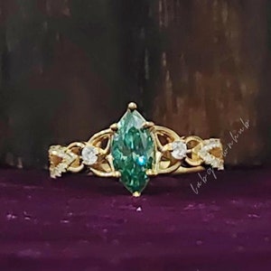 Green Moissanite Engagement Ring 1.50 CTW Marquise Cut Moissanite Ring Infinity Wedding Ring 14K Gold Marriage Proposal Ring Bridesmaid Gift
