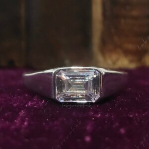 Men&#39;s Moissanite Engagement Ring 1.50 CTW East West Emerald Cut Moissanite Ring  Emerald Cut  Wedding Band For Men&#39;s Gold Wide Band Ring