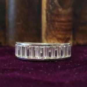 Channel Set Baguette Band 2.5x5mm Baguette Moissanite Band Channel Set Eternity Wedding Band Thick Gold Band For Unisex Anniversary Gift&#39;s
