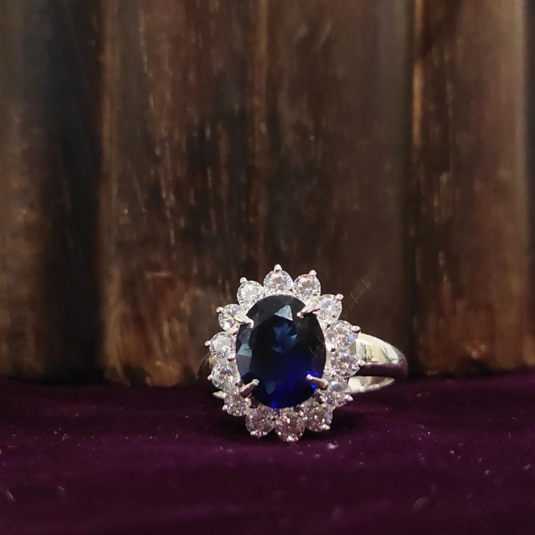 ブルーハローダイヤモンドリング 3.50カラット オーバルカット