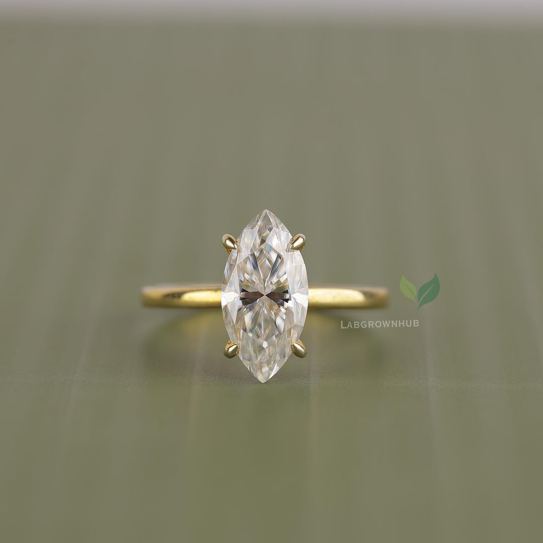 IGI Certified Solitaire Ring Marquise Cut Lab Grown Diamond Ring CVD ...