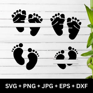 Baby Feet SVG Bundle: Split Footprint Design, Cricut Cut Files (Digital Download