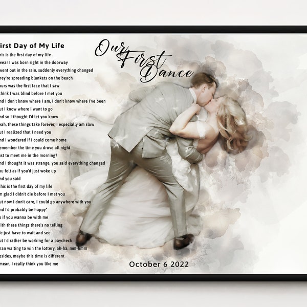 Wedding Song Lyrics Custom Gift Wall Art, Our First Dance Lyrics, 1st Year Anniversary Gift for Wife, Valentine's Day Gift for Him Her