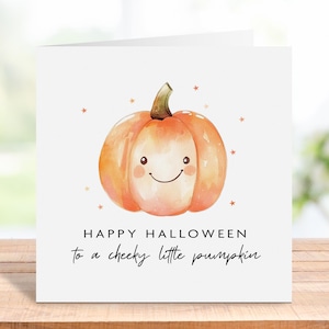 Leuke Halloween-kaart, Happy Halloween-kaart, kaart kleine pompoen, Halloween-verjaardag, voor kind, voor kind