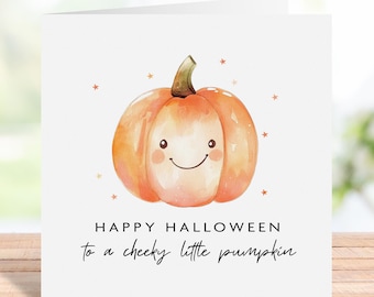 Cute Halloween Card, Happy Halloween Card, Little Pumpkin Card, Halloween Birthday, For Kid, To Child