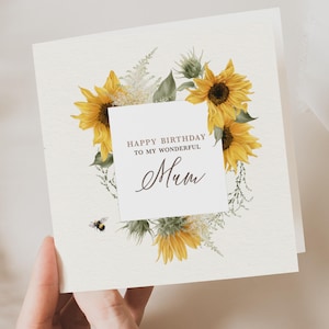Verjaardagskaart moeder, zonnebloem verjaardagskaart voor moeder, leuke kaart voor moeder, verjaardagskaart moeder, verjaardagscadeau moeder