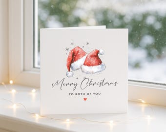 To Both Of You Christmas Card, Special Friends, Santa Hats Couple Card