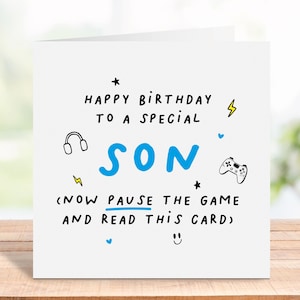 Tarjeta de cumpleaños divertida para hijo, tarjeta de cumpleaños para hijo jugador, tarjeta de cumpleaños para hijo, tarjeta de cumpleaños personalizada para hijo, jugador