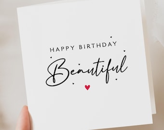 Happy Birthday Beautiful Card, Girlfriend Birthday Card, Birthday Card To Wife, Cute Birthday Card For Partner, Fiancée Birthday Card