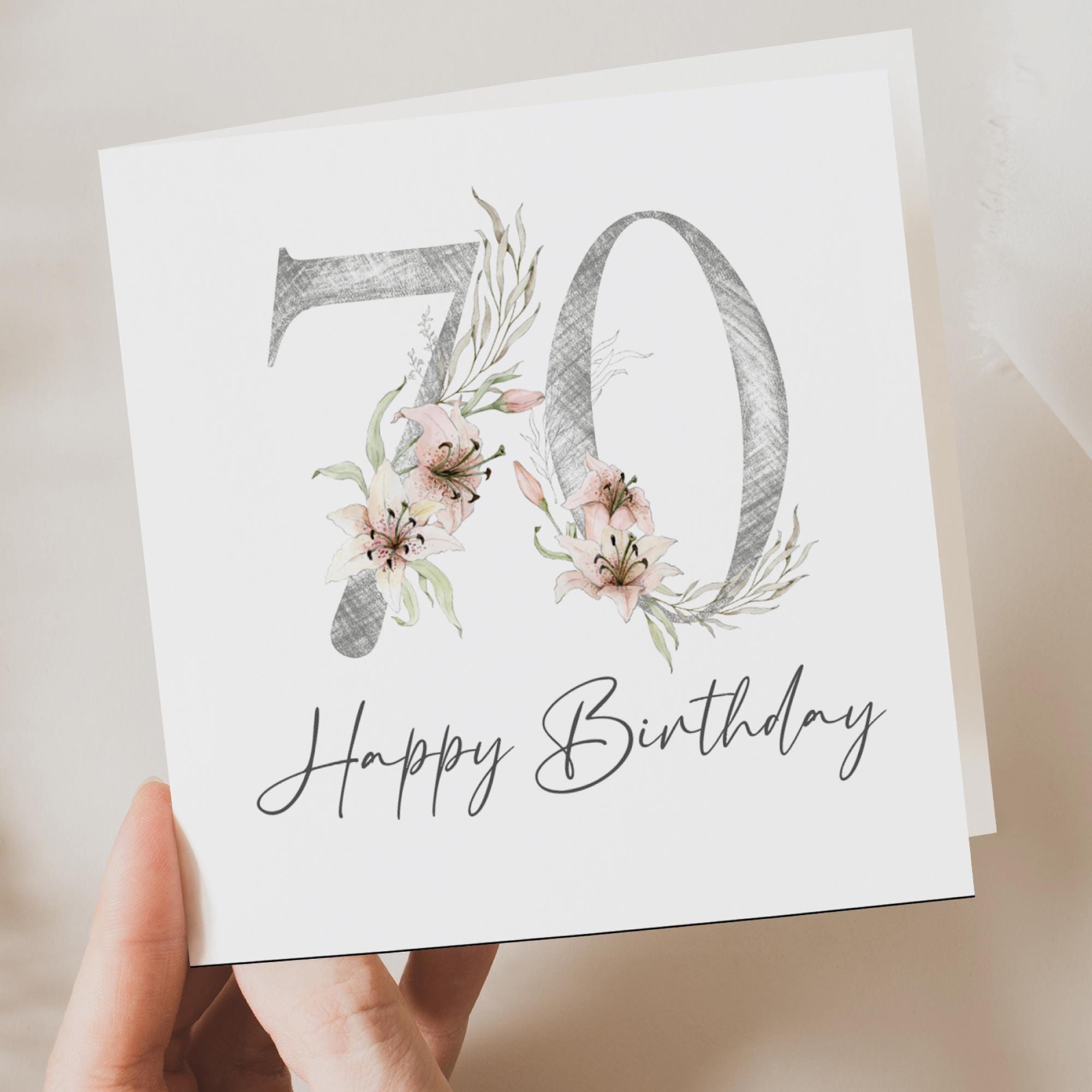 Biglietto di auguri per i 70 anni, 70° compleanno per lei, grazioso