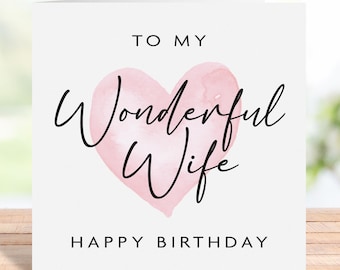 Wonderful Wife Birthday Card, Wife Birthday Card, Birthday Card To Wife, Cute Birthday Card For Wife, Romantic Card, Cute Card