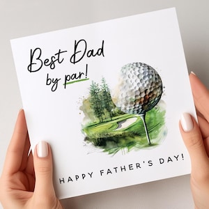 Biglietto d'auguri per la festa del papà con il golf, biglietto d'auguri "Best Dad By Par Golf", biglietto d'auguri per la festa del papà con un gioco di parole sul golf, biglietto d'auguri per la festa del papà con gli amanti del golf, regalo per la festa del papà con il golf