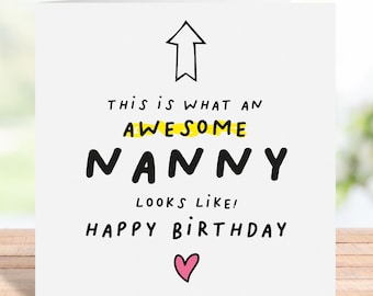 Funny Nanny Birthday Card, Happy Birthday Awesome Nanny, Nanny Birthday Gift, Birthday Card For Nanny, Personalised Birthday Card