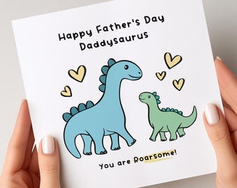 Daddy-Saurus Father's Day Card, Roarsome Dinosaur Card From Kids