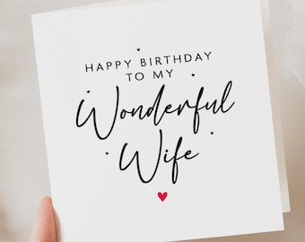 Wonderful Wife Birthday Card, Birthday Card For Wife, Happy Birthday Card To Wife, Cute Birthday Card For Wife, Birthday Gift To Wife