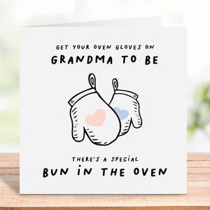Futura abuela, panecillo en el horno, divertida tarjeta de anuncio de embarazo, tarjeta sorpresa de embarazo para la familia, revelación de bebé, para la nueva abuela