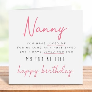 Carte d'anniversaire pour nounou, joyeux anniversaire à nounou, carte d'anniversaire spéciale nounou, nounou Je t'ai aimé toute ma vie, pour elle