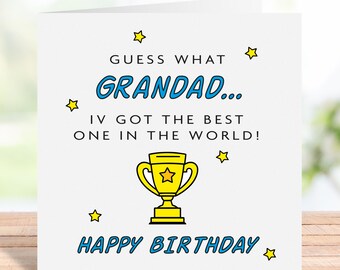 Carte d'anniversaire grand-père, meilleure carte d'anniversaire grand-père du monde, carte d'anniversaire pour grand-père, carte d'anniversaire drôle pour grand-père, carte mignonne