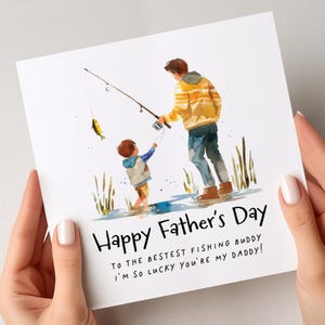 Carte de fête des pères pêcheur, carte de fête des pères papa, jolie carte de fête des pères, de son fils, des enfants, carte de pêche à papa, meilleur papa fête des pères