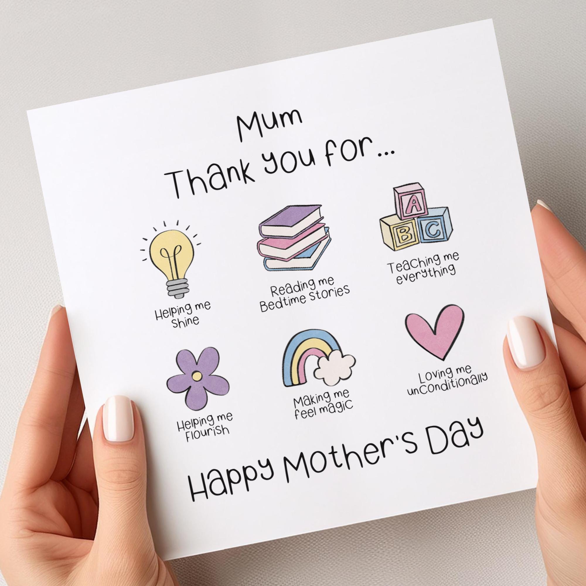 Thank You Mum Mothers Day Card, Mothers Day Card Mummy, Mothers Day ...