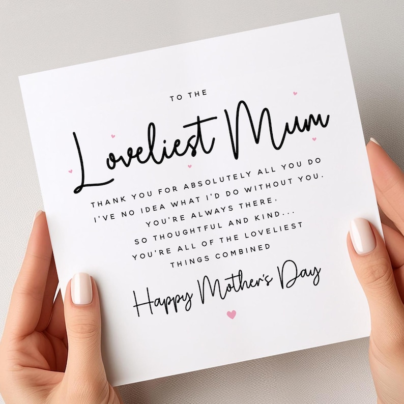 Mum Poem Card For Mothers Day, Loveliest Mum Mothers Day Card, Mothers Day Cards For Mum, Happy Mothers Day, Mothers Day Gift For Mum, Poem