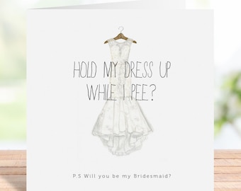 Funny Bridesmaid Proposal Card, Wedding Dress Design