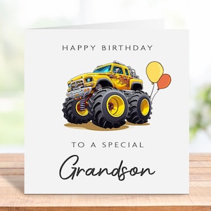 LKW-Geburtstagskarte für Enkel, Enkel-Geburtstagskarte LKW, Auto-Geburtstagsgeschenk für kleinen Jungen, Geburtstagsgeschenk für Enkel, personalisiert