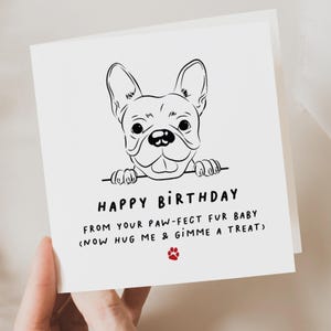 Verjaardagskaart van hond, grappige hondenkaart, Franse stierhondkaart, verjaardagskaart hond vader, verjaardagskaart voor hond moeder, schattige hond verjaardagskaart