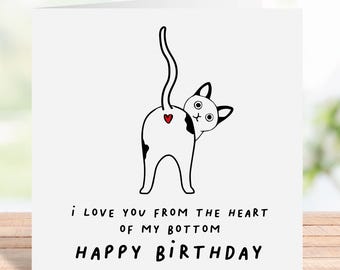 Funny Cat Birthday Card, Rude Humour for Cat Lovers