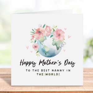 Meilleure nounou carte du monde pour la fête des mères, meilleure carte de fête des mères, cadeau pour nounou, bonne fête des mères, carte de nounou fête des mères